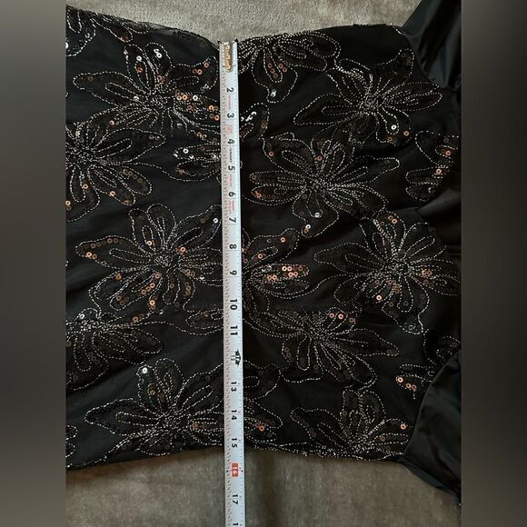 Rotate Birger Christensen Sequin Embellished Puff sleeve Black mini 10 US - Picture 10 of 14